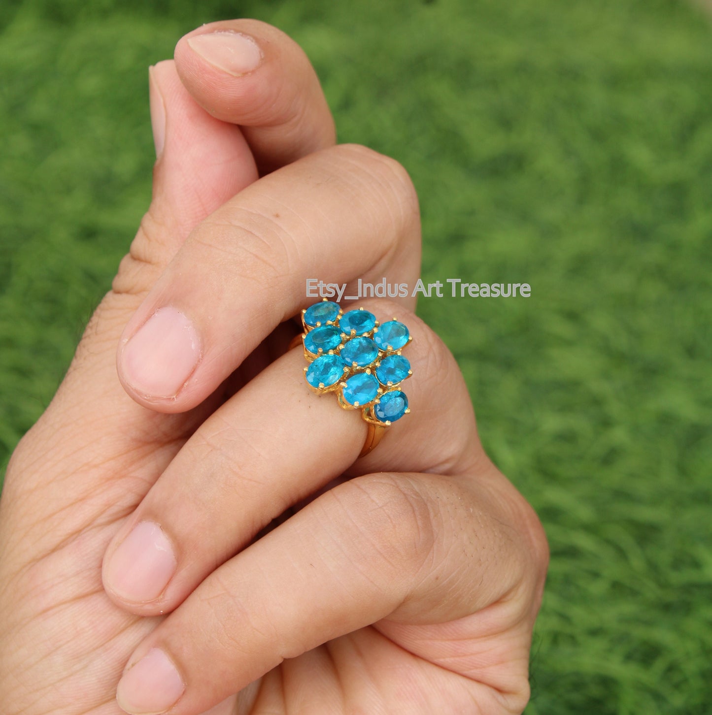 Blue Topaz Gold 18k Gold Plated Ring