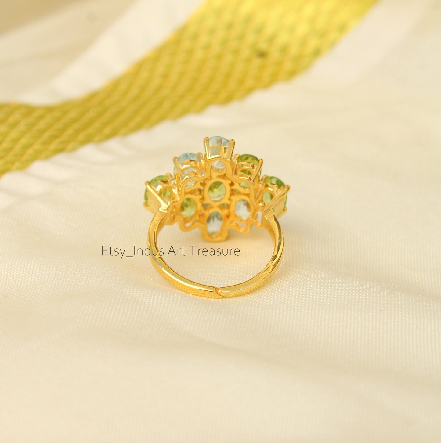 Olive Green Peridot 18k Gold Plated Ring