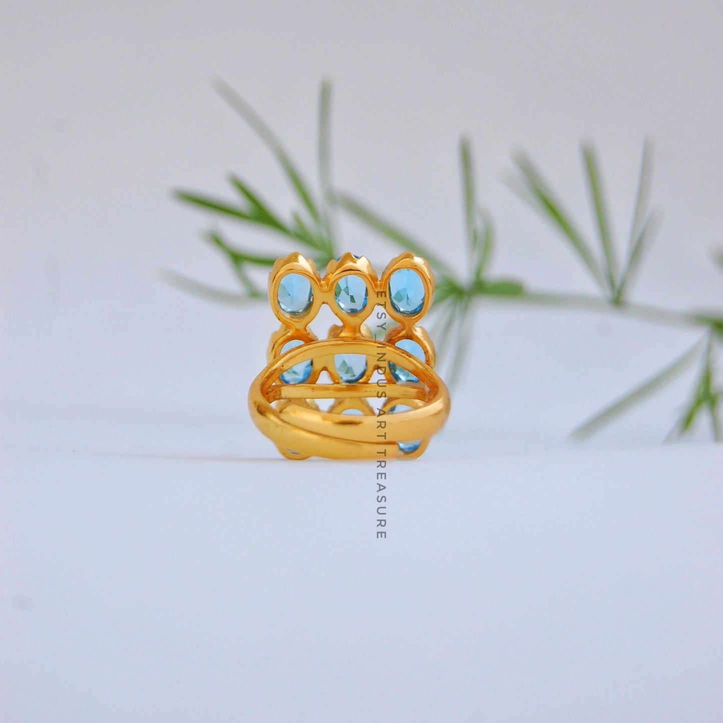 Blue Topaz 18k Gold Plated Ring
