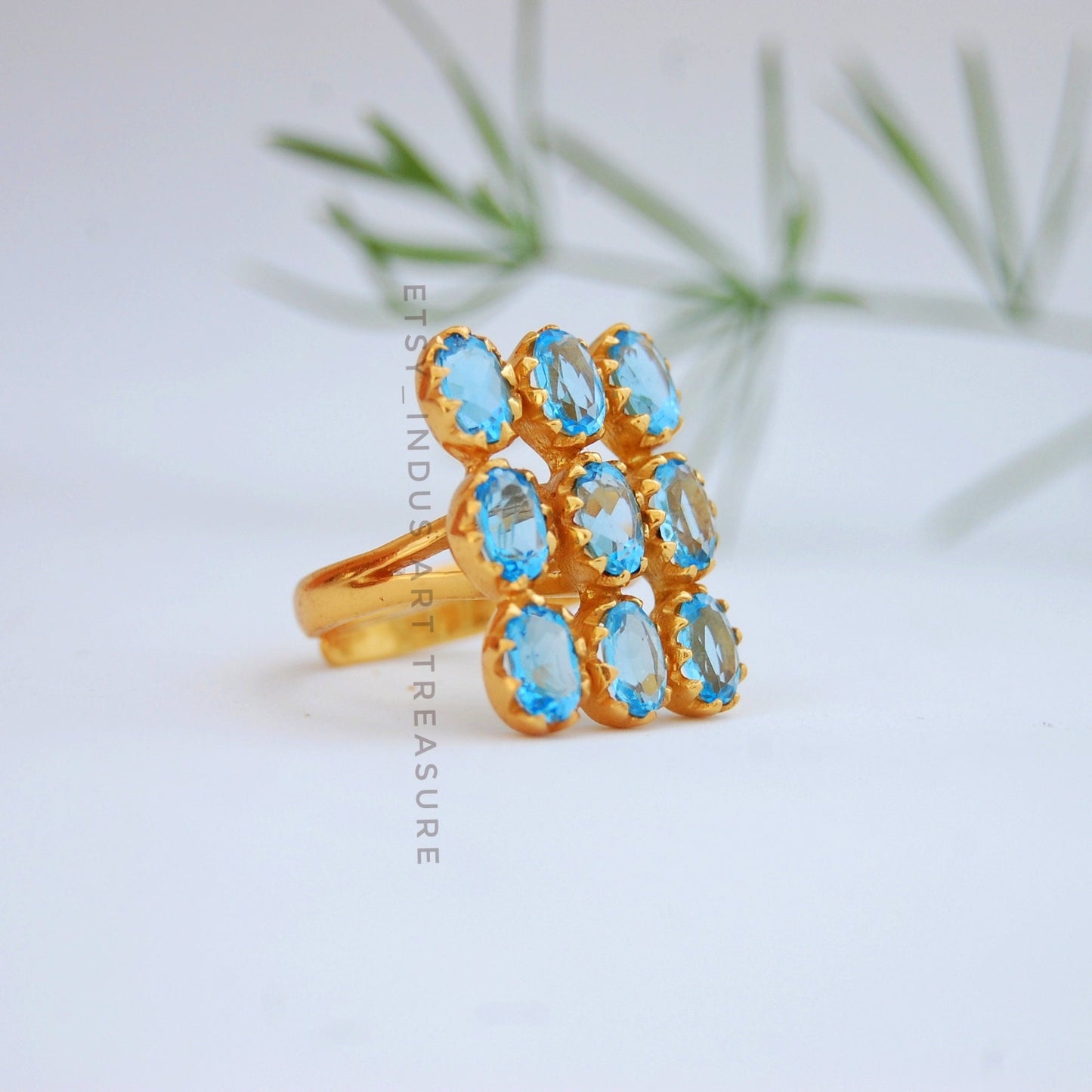 Blue Topaz 18k Gold Plated Ring
