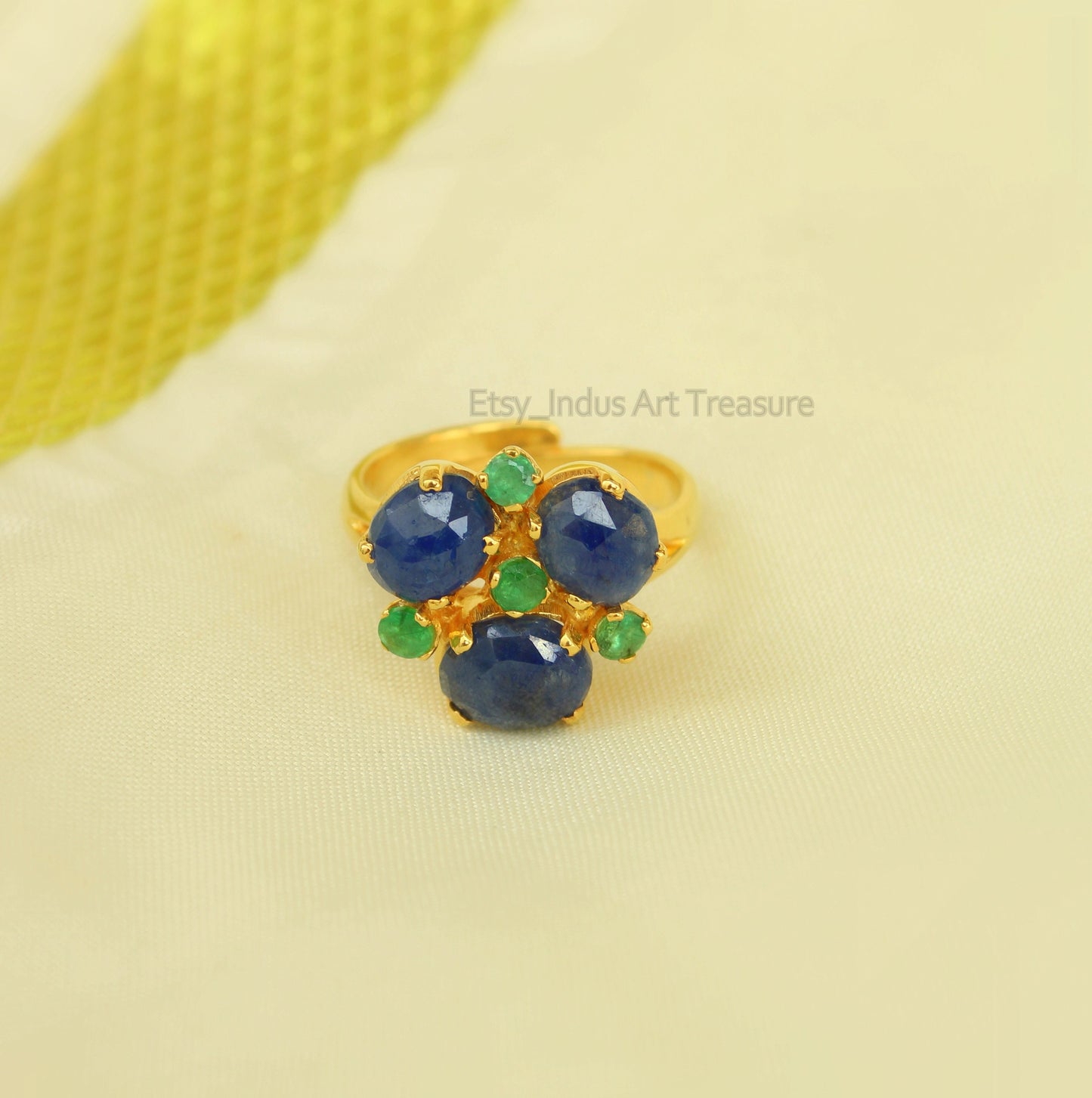 Blue Sapphire Gold Cocktail Ring