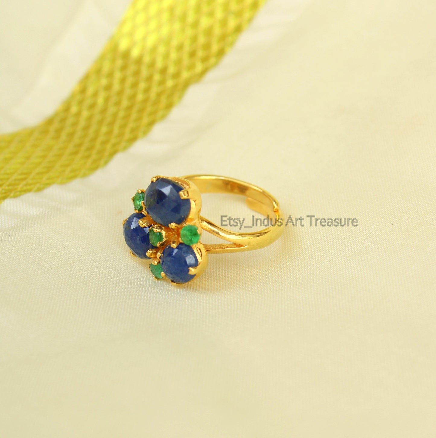Blue Sapphire Gold Cocktail Ring