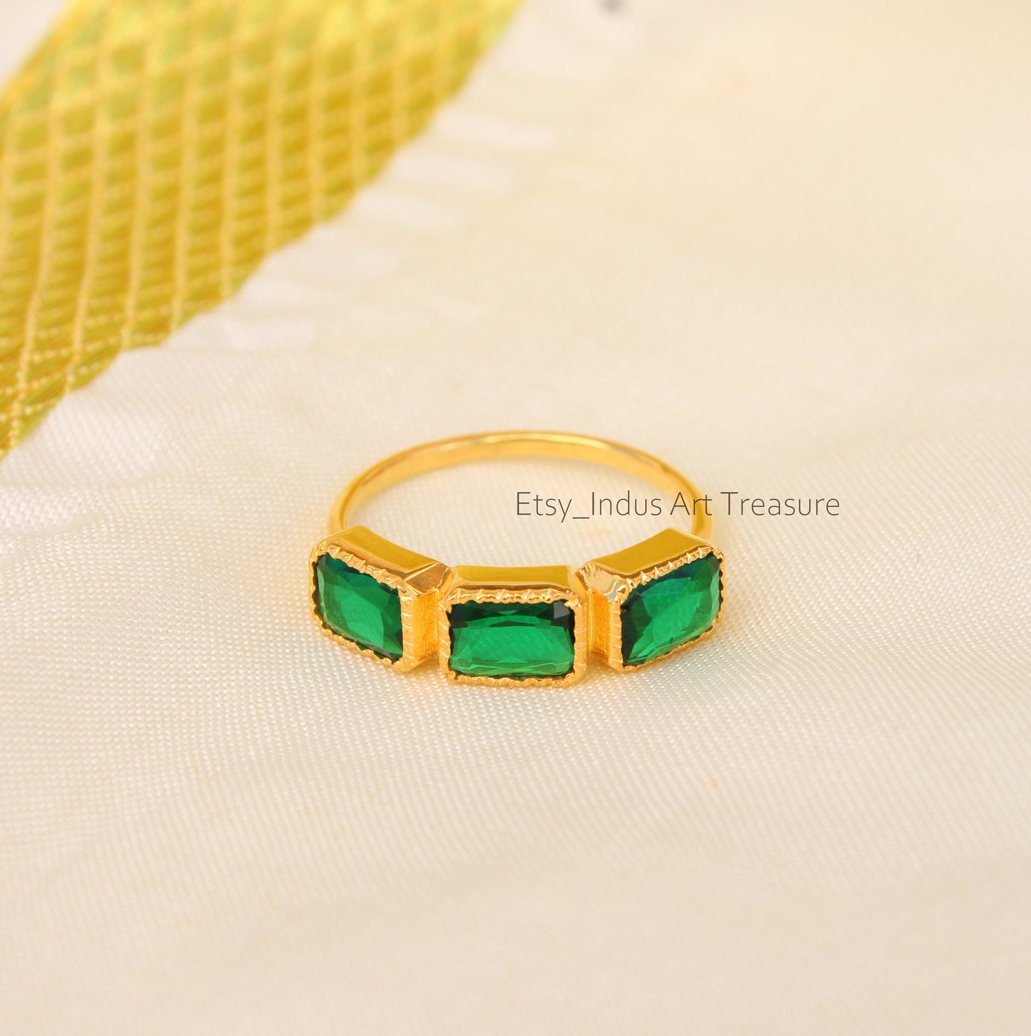 Green Tsavorite 18k Gold Plated Ring