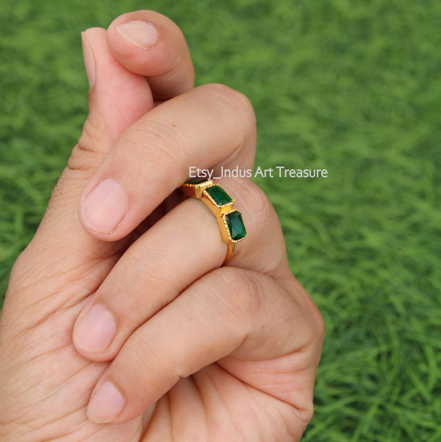 Green Tsavorite 18k Gold Plated Ring