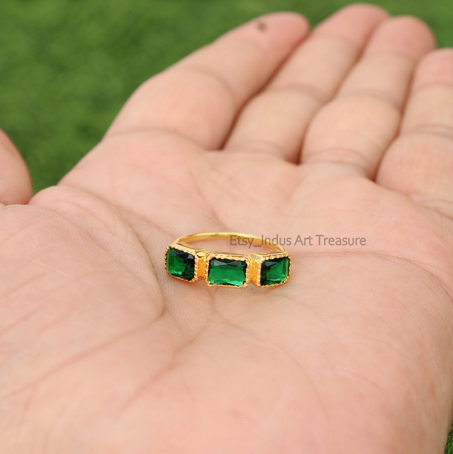 Green Tsavorite 18k Gold Plated Ring