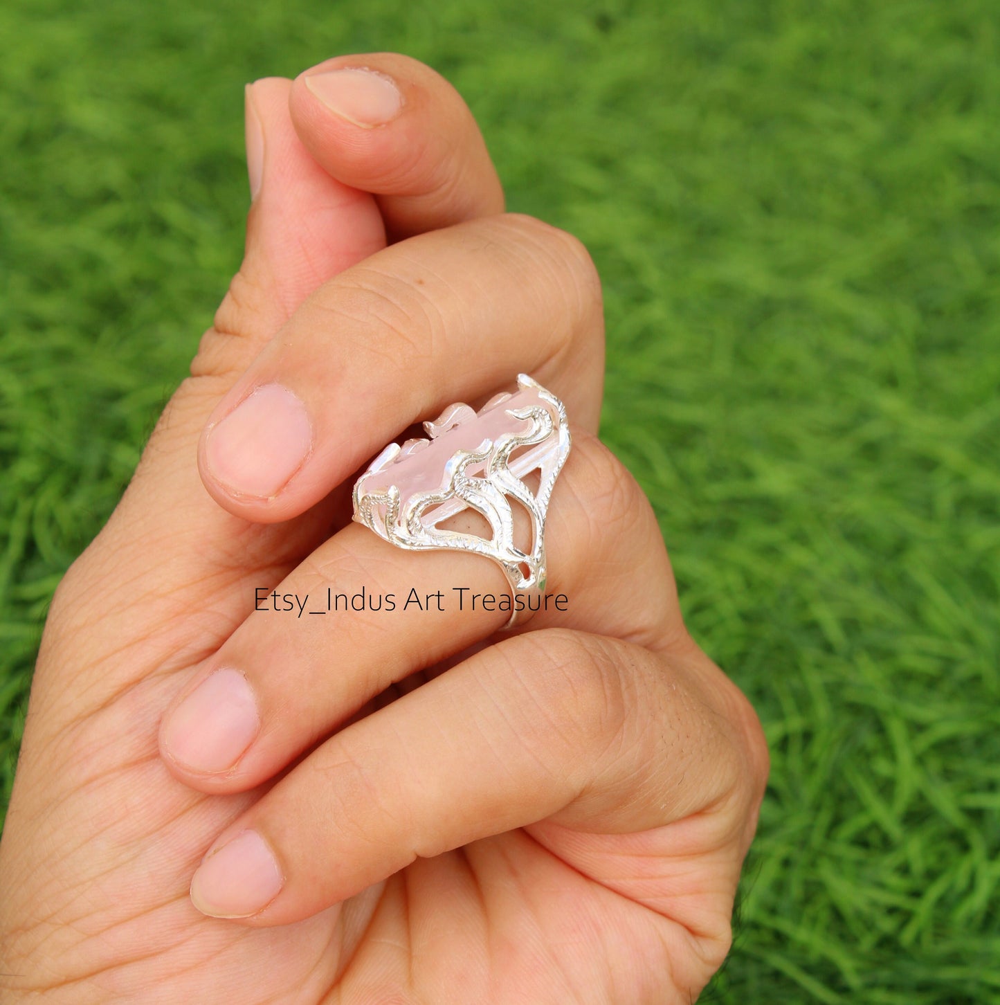 Rose Quartz Statement Ring