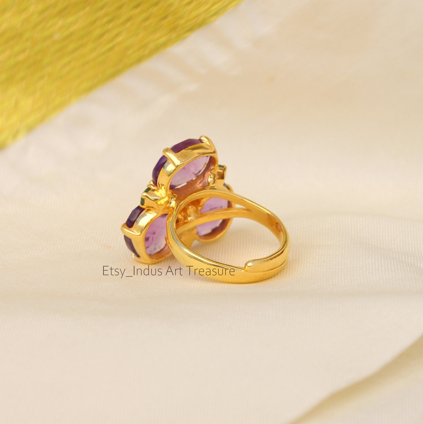 Amethyst Emerald Gold Ring
