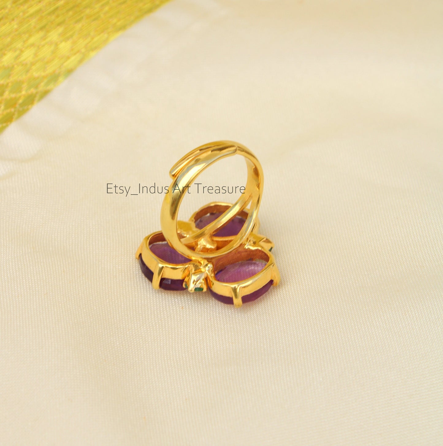 Amethyst Emerald Gold Ring