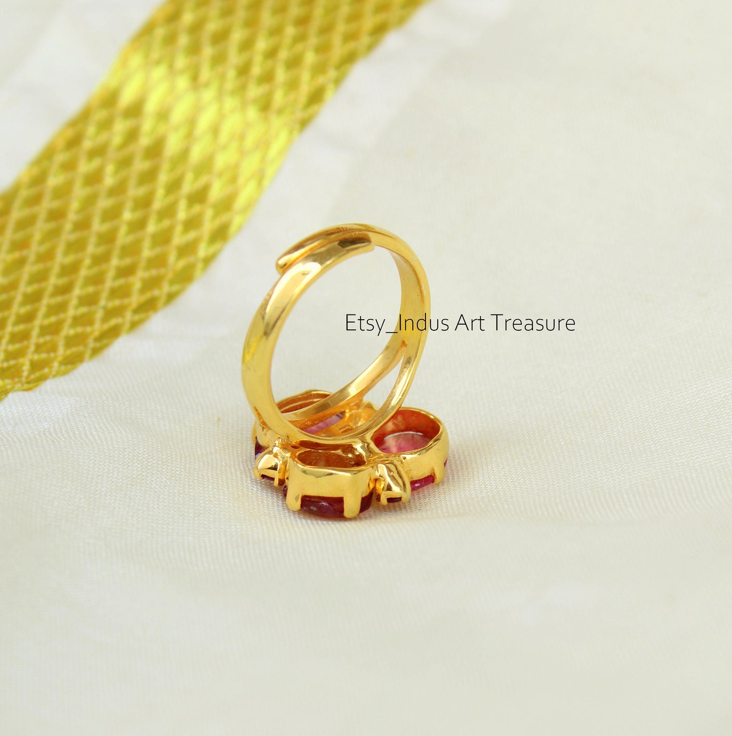 Pink Tourmaline Gold Plated Ring