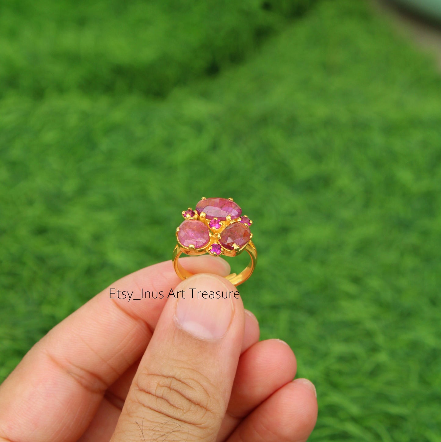 Pink Tourmaline Gold Plated Ring