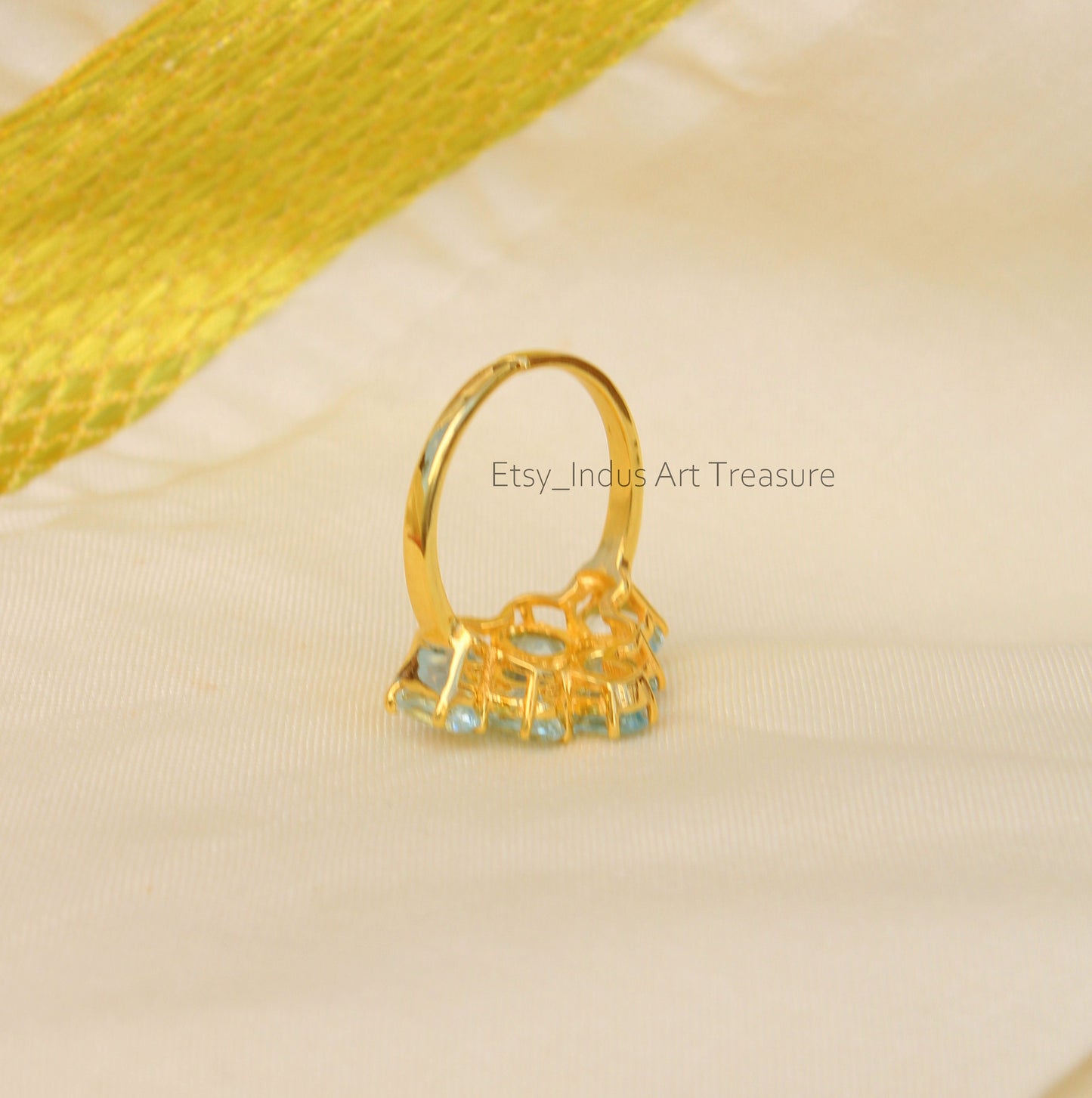 Blue Topaz 18k Gold Plated Ring