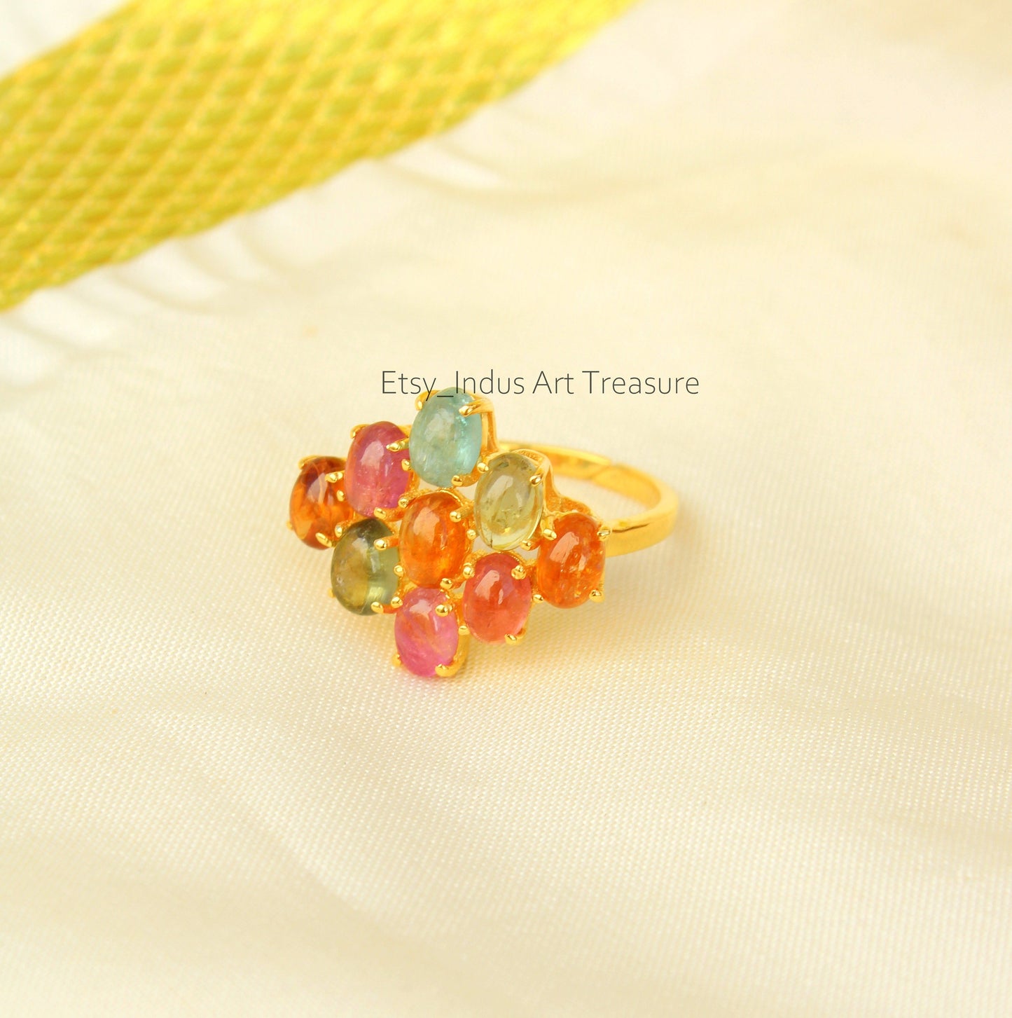 Pink Tourmaline 18k Gold Plated Ring