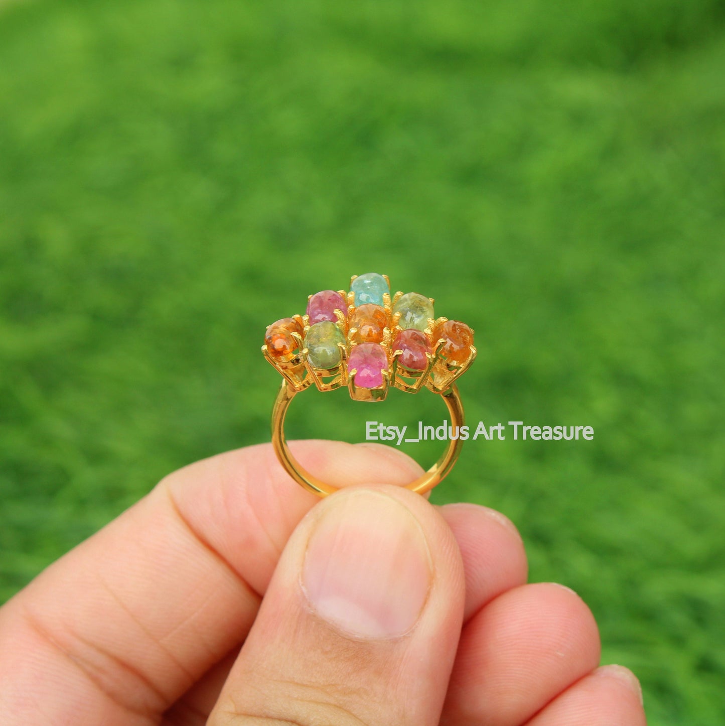 Pink Tourmaline 18k Gold Plated Ring