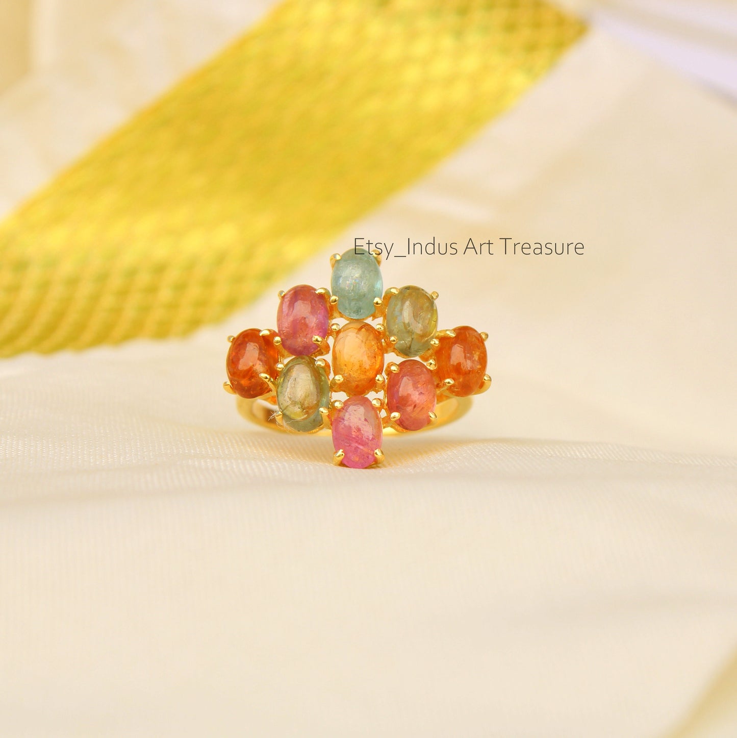Pink Tourmaline 18k Gold Plated Ring