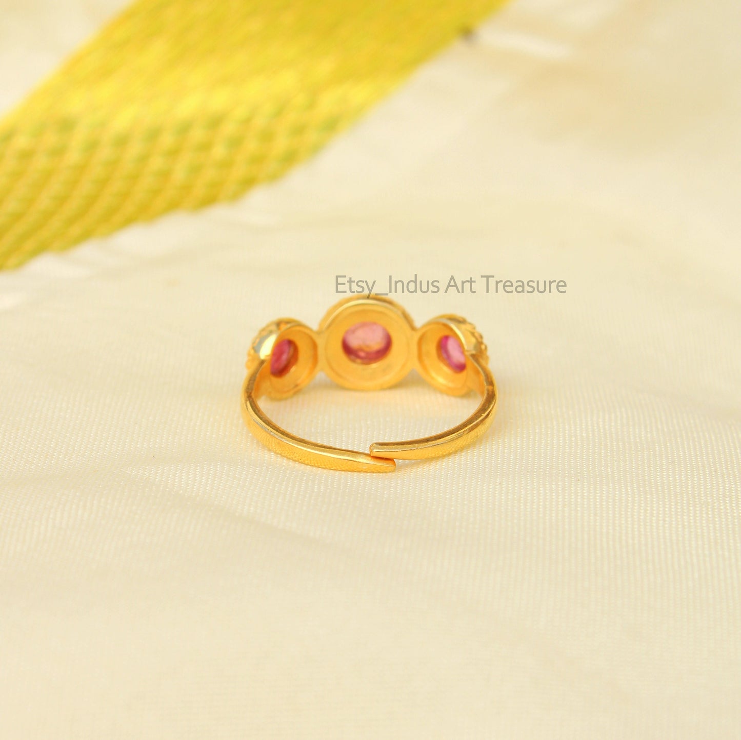 Pink Tourmaline Gold Plated Ring