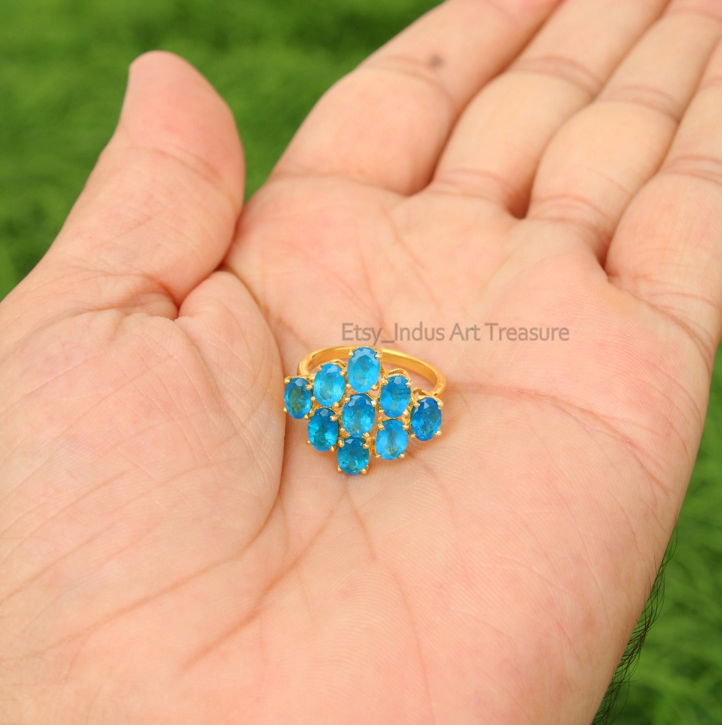Blue Topaz Gold 18k Gold Plated Ring