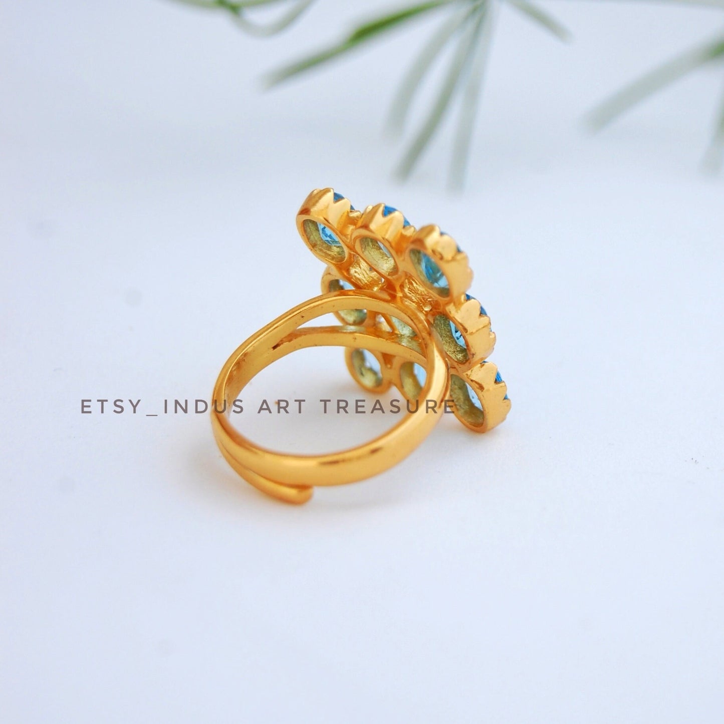 Blue Topaz 18k Gold Plated Ring