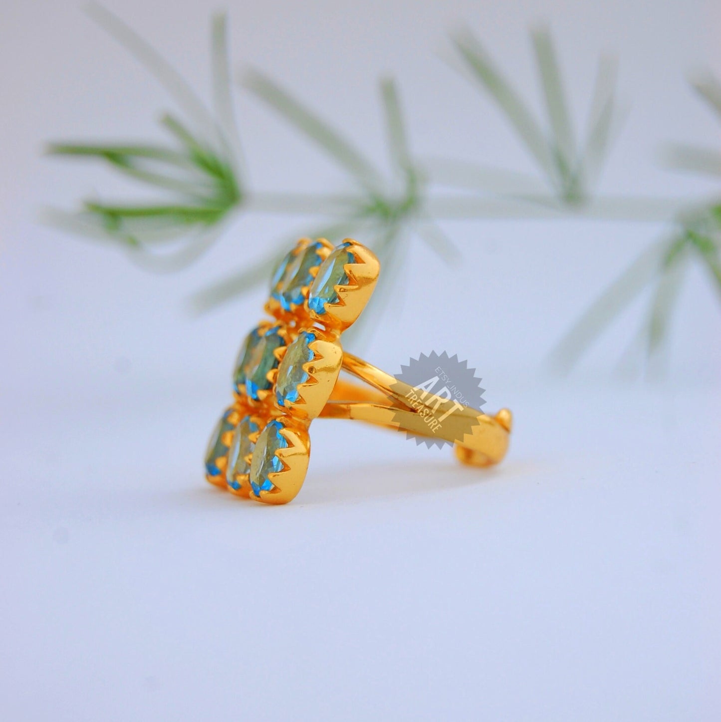 Blue Topaz 18k Gold Plated Ring