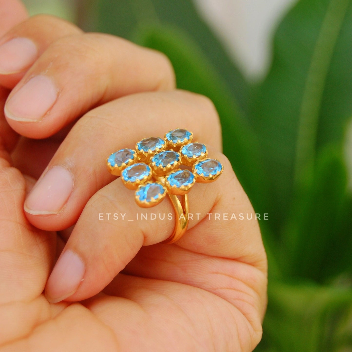 Blue Topaz 18k Gold Plated Ring