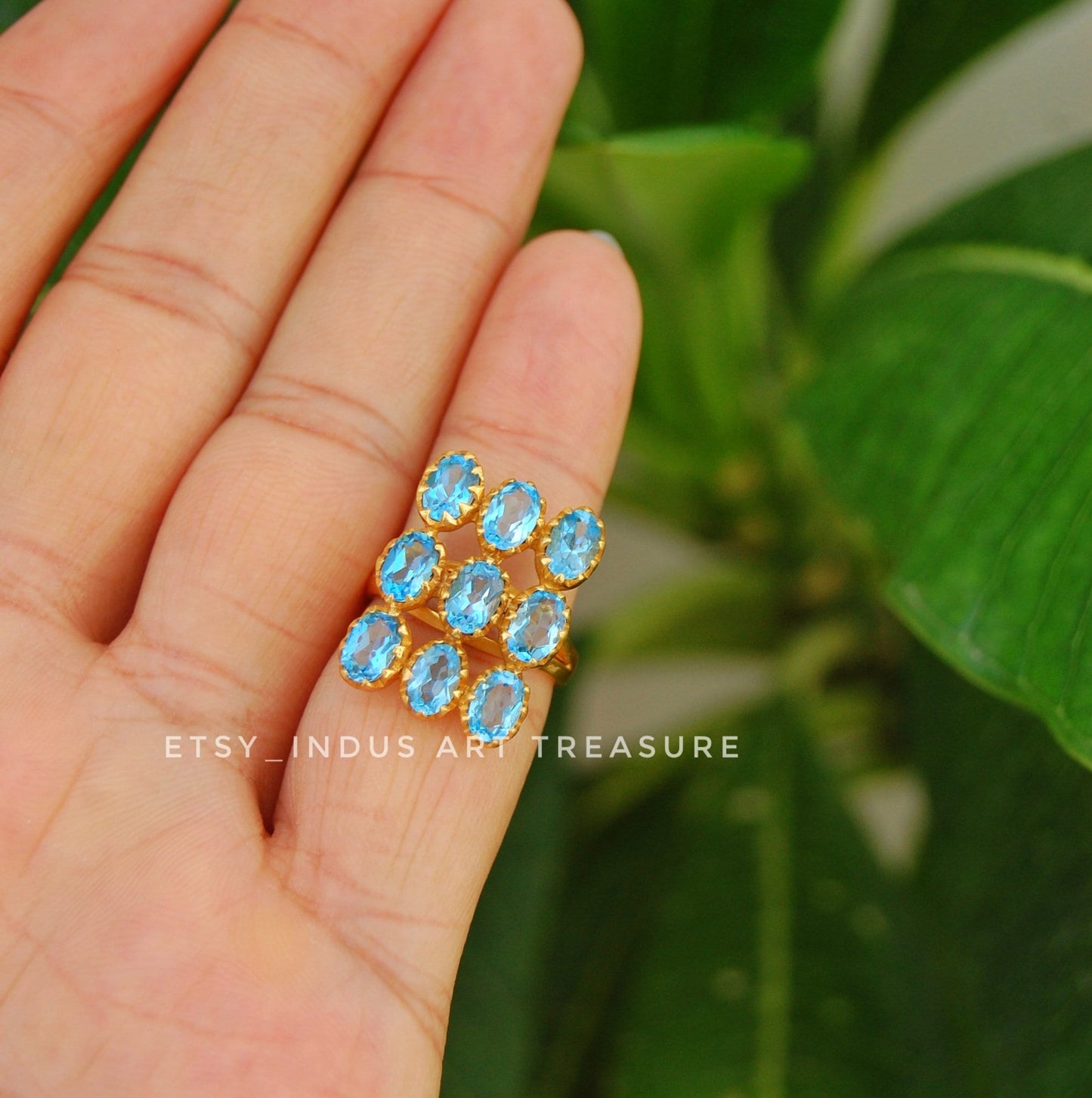 Blue Topaz 18k Gold Plated Ring