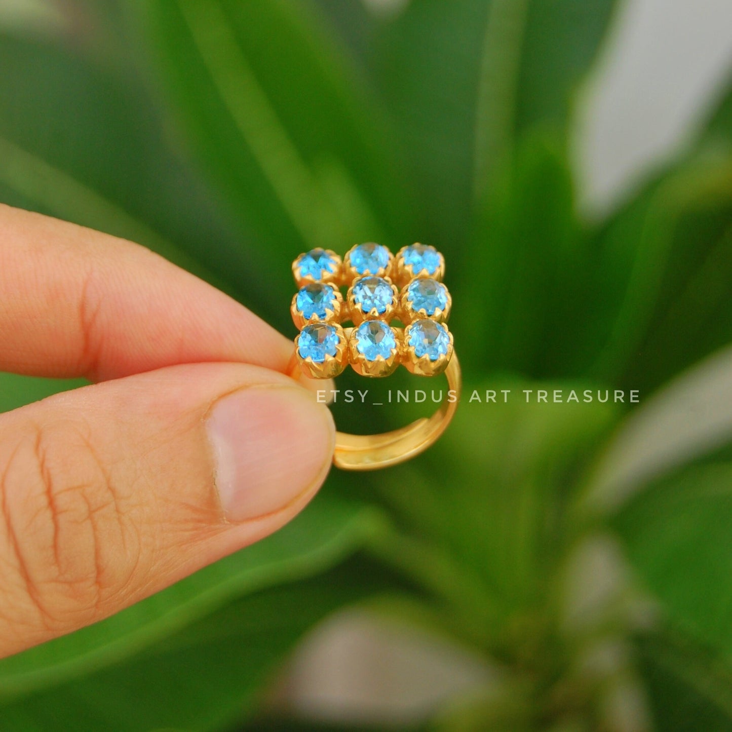 Blue Topaz 18k Gold Plated Ring