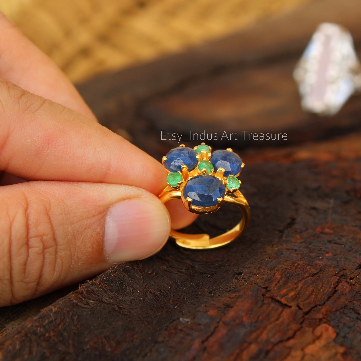 Blue Sapphire Gold Cocktail Ring