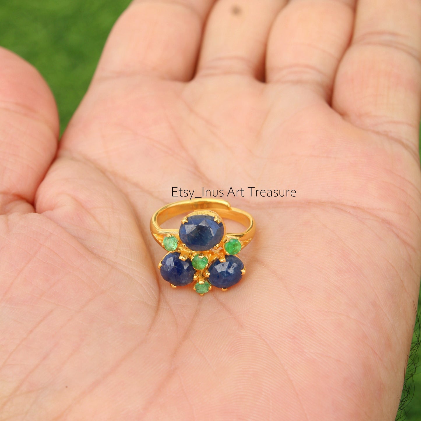 Blue Sapphire Gold Cocktail Ring