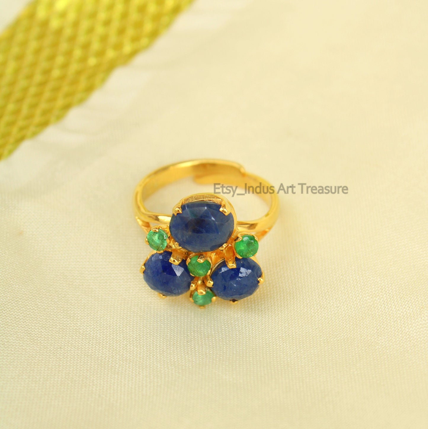 Blue Sapphire Gold Cocktail Ring