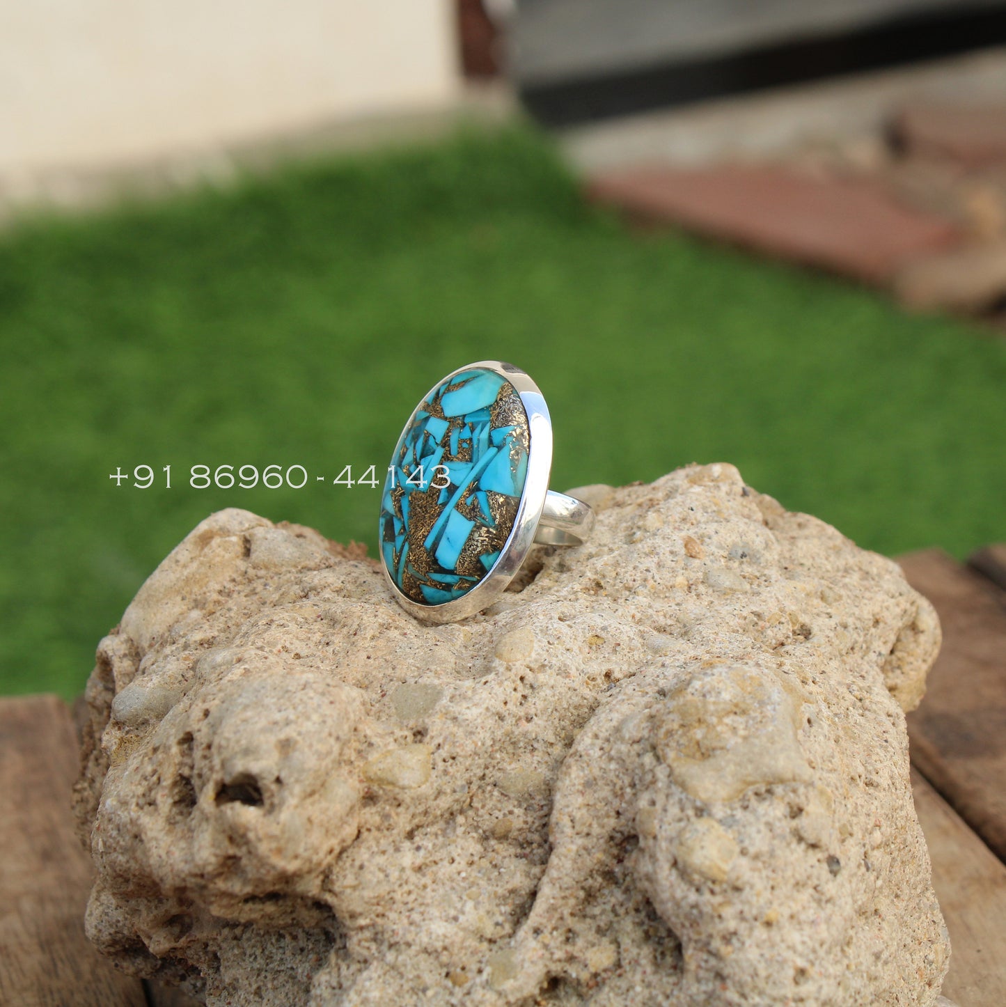 Oyster Copper Turquoise Statement Ring