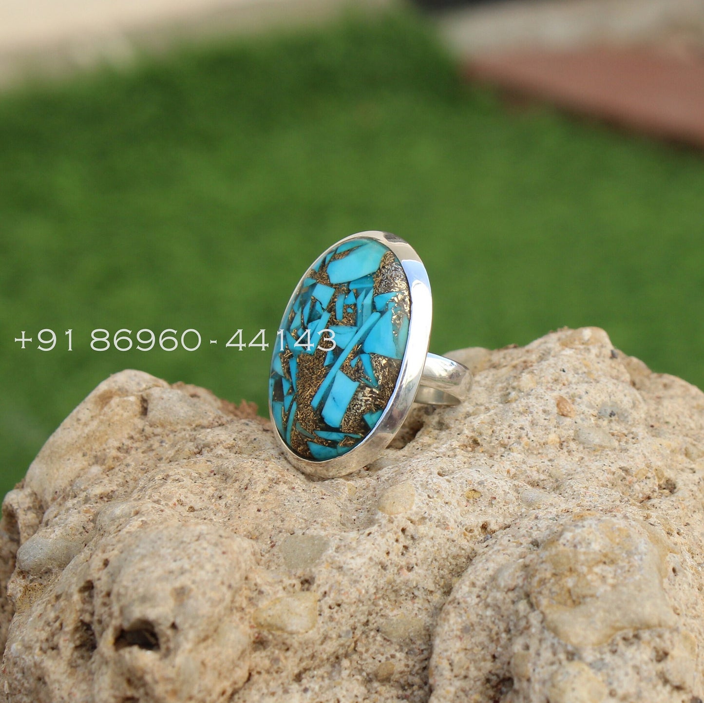 Oyster Copper Turquoise Statement Ring