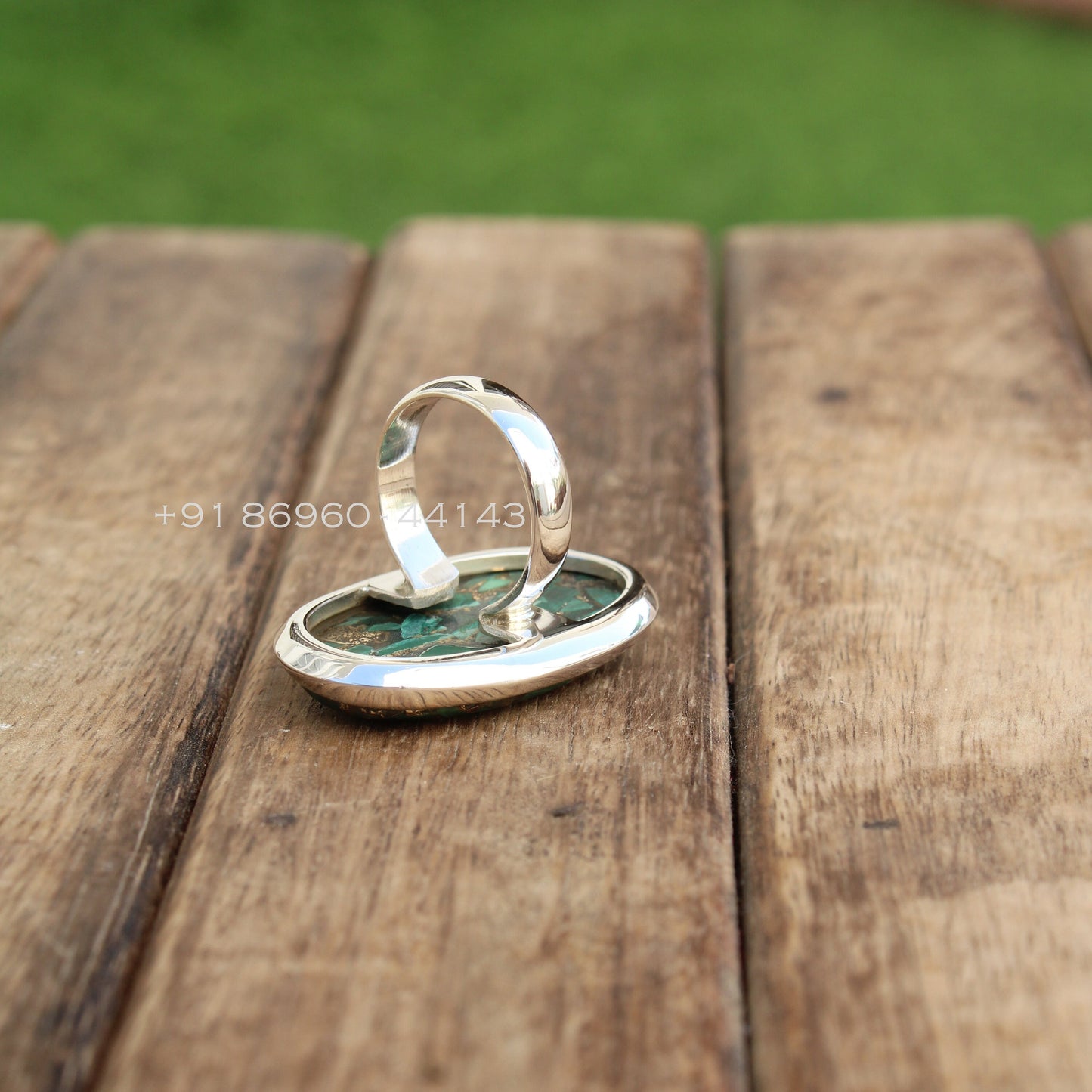 Copper Malachite Statement Ring
