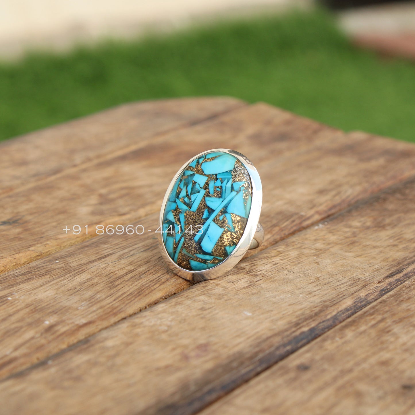 Oyster Copper Turquoise Statement Ring