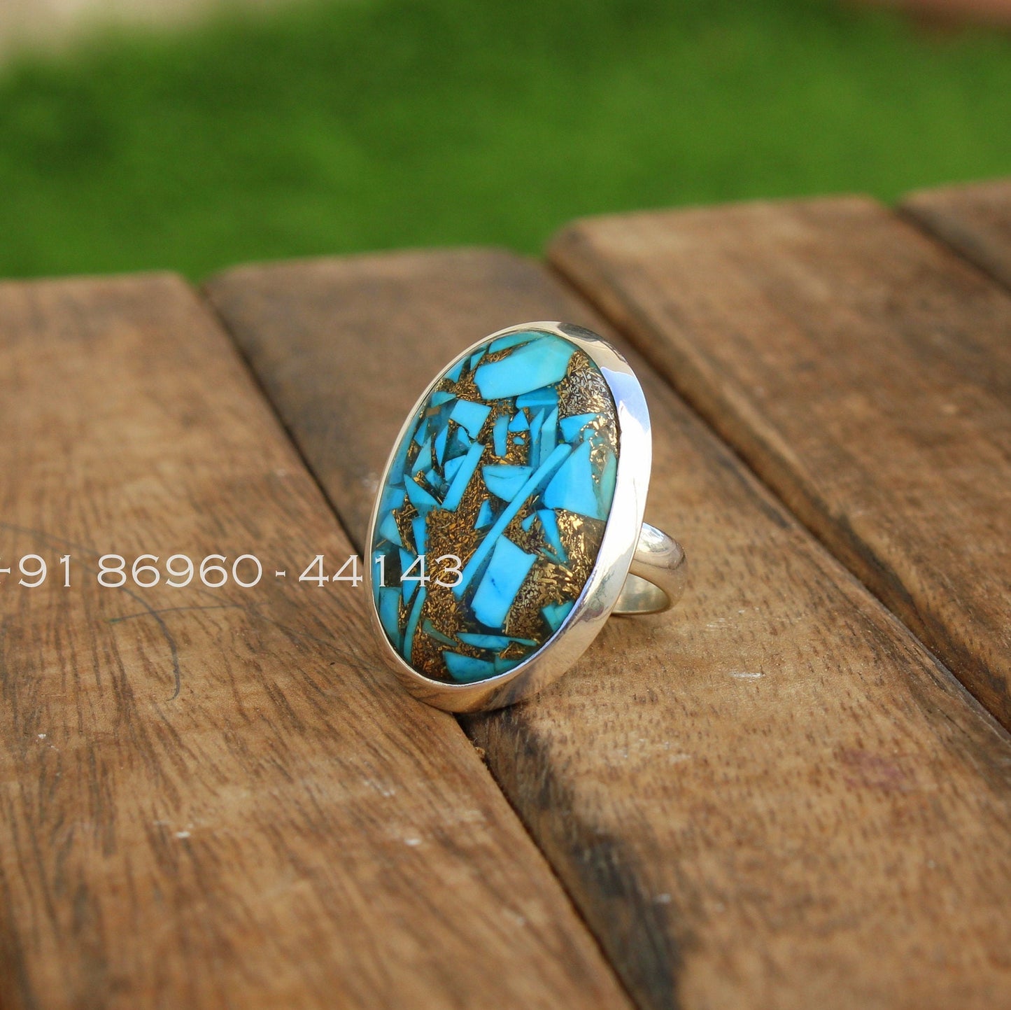 Oyster Copper Turquoise Statement Ring