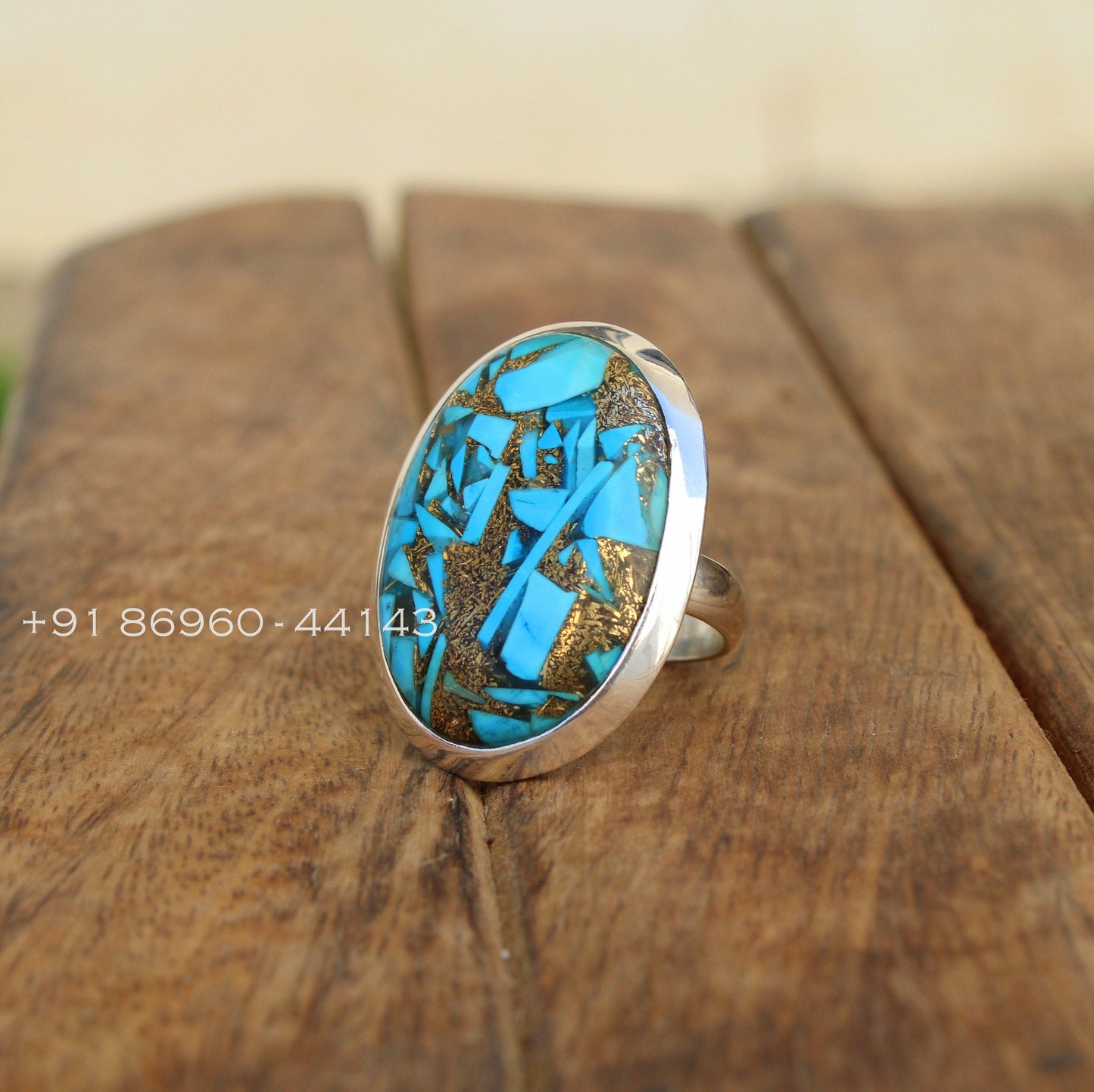 Oyster Copper Turquoise Statement Ring