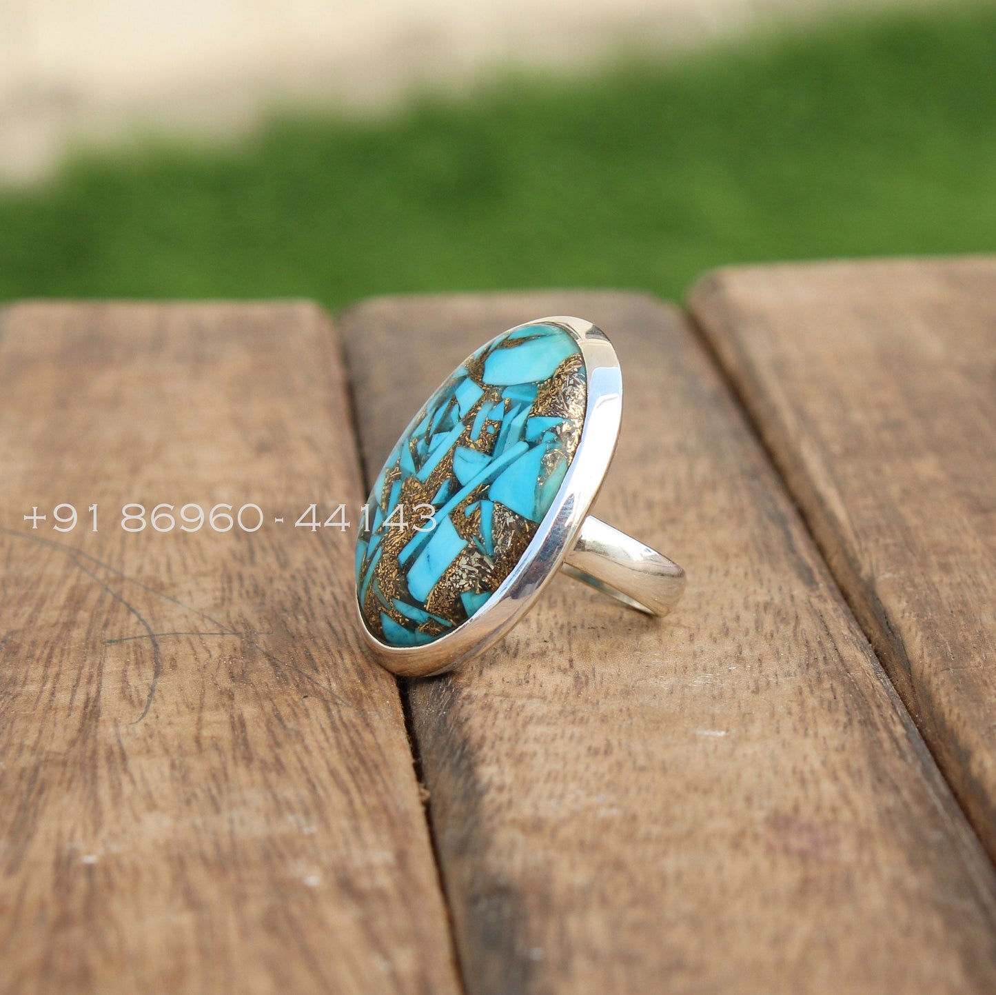 Oyster Copper Turquoise Statement Ring