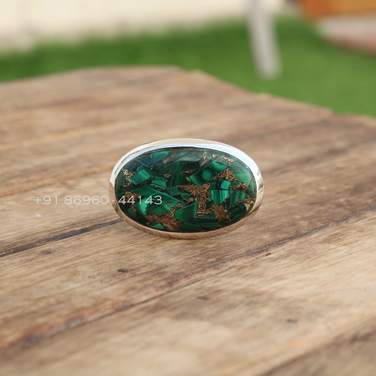 Copper Malachite Statement Ring
