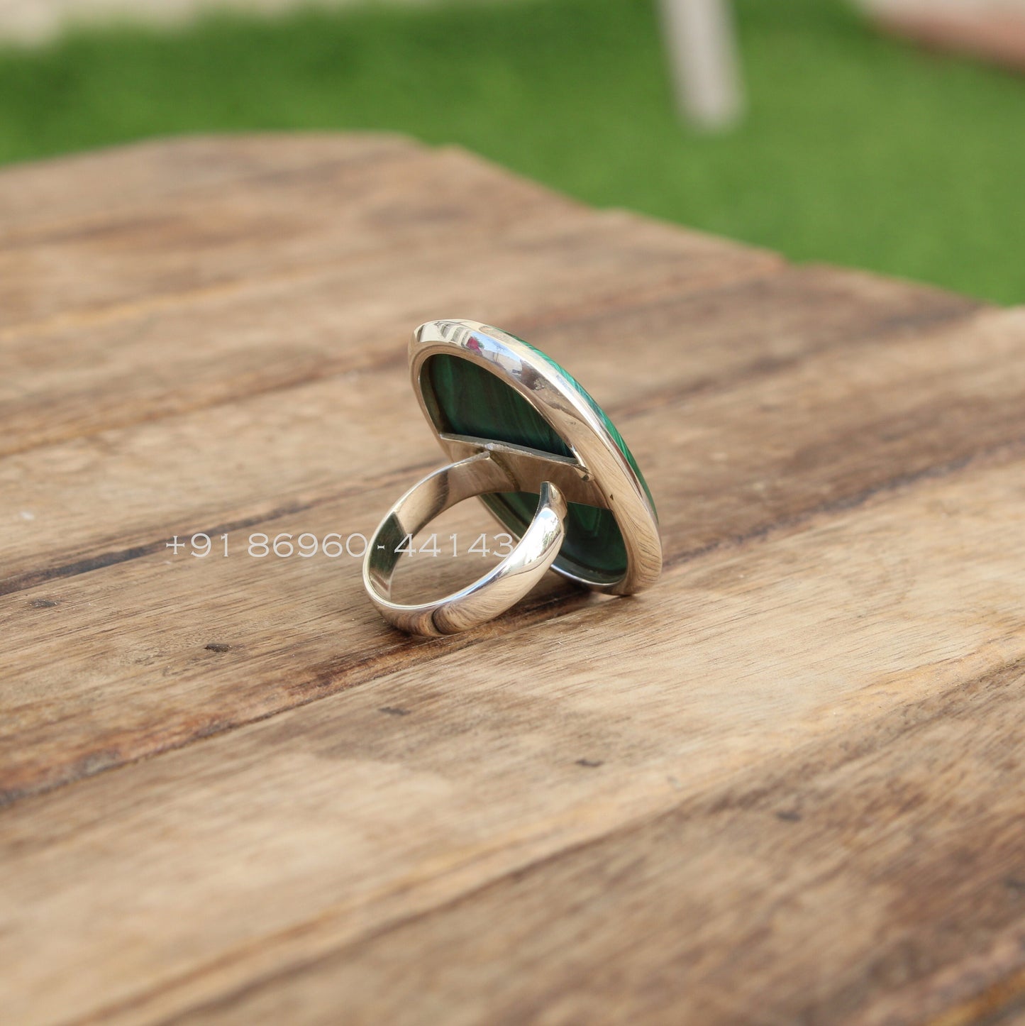 Copper Malachite Statement Ring
