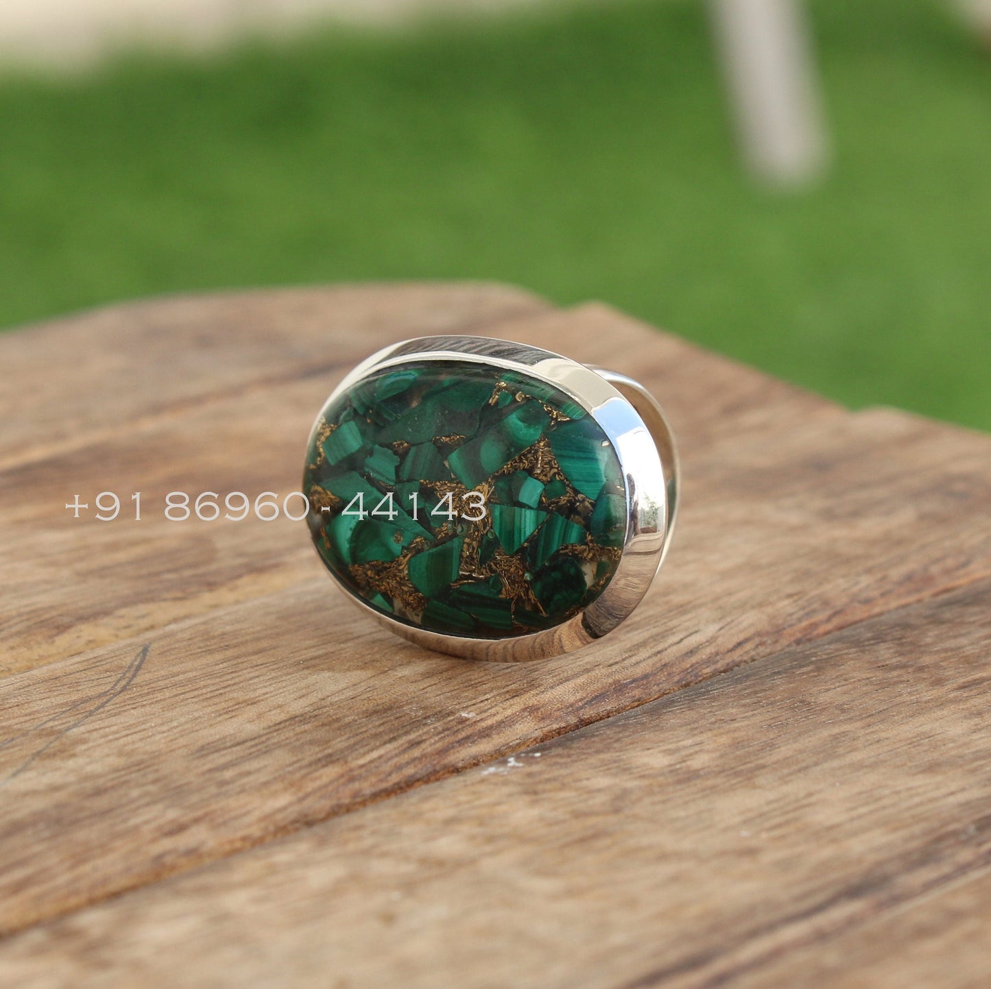 Copper Malachite Statement Ring