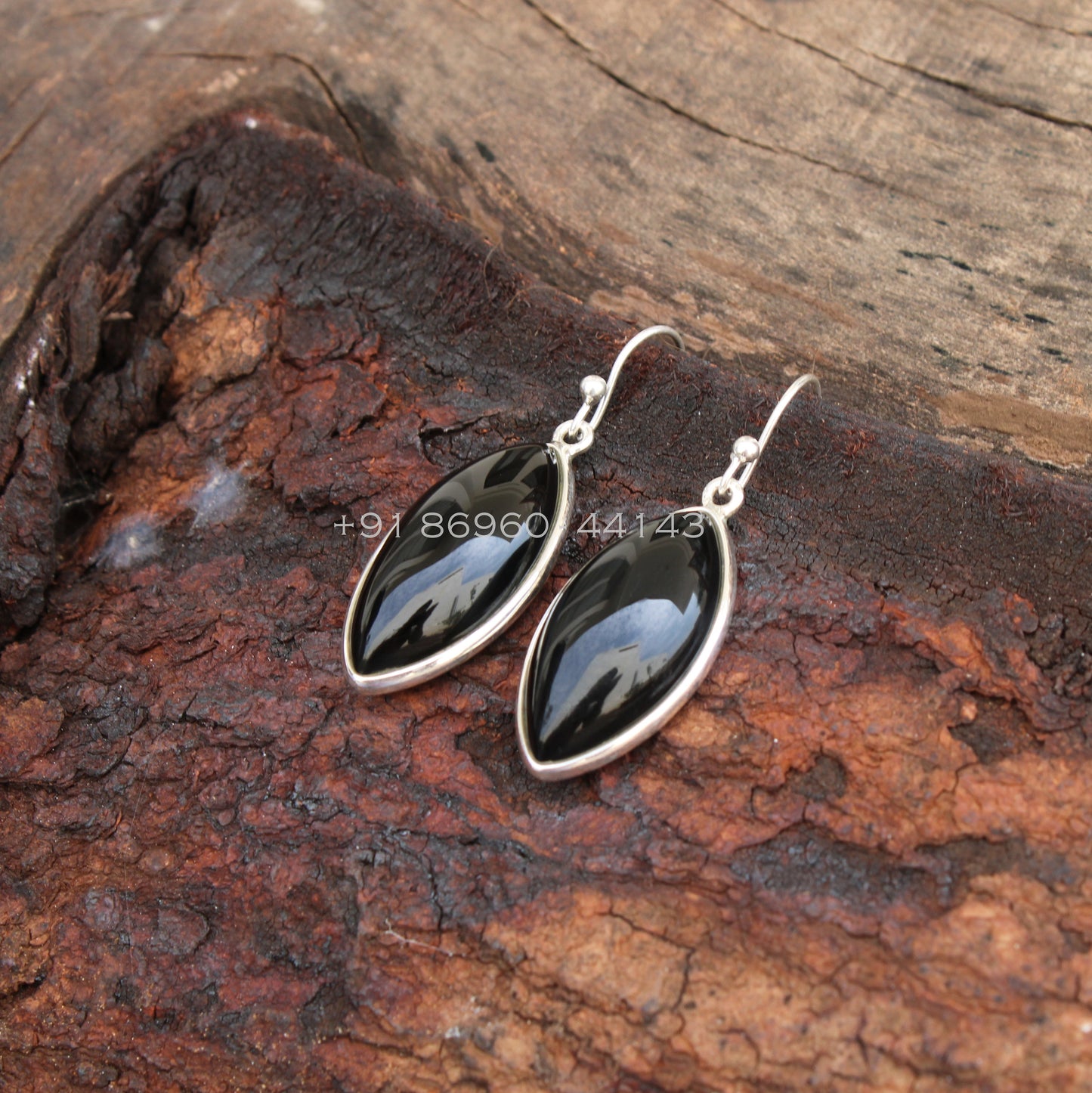 Black Onyx Marquise Earrings