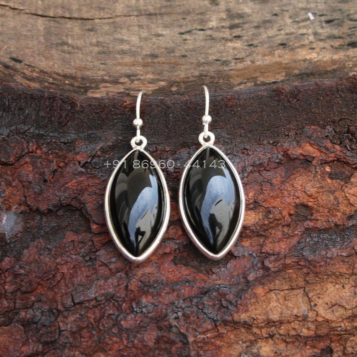 Black Onyx Marquise Earrings