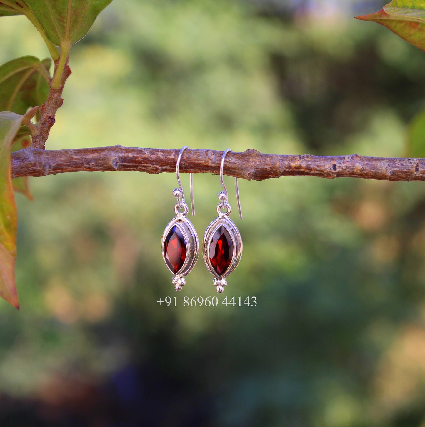 Red Garnet Marquise Earrings