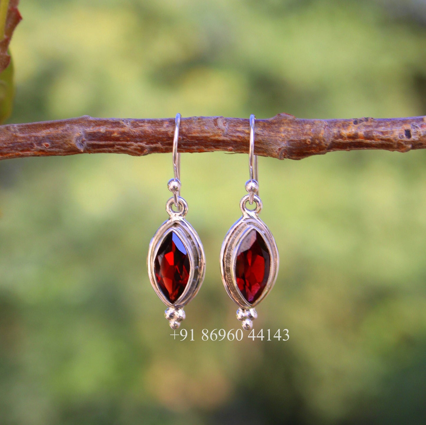 Red Garnet Marquise Earrings