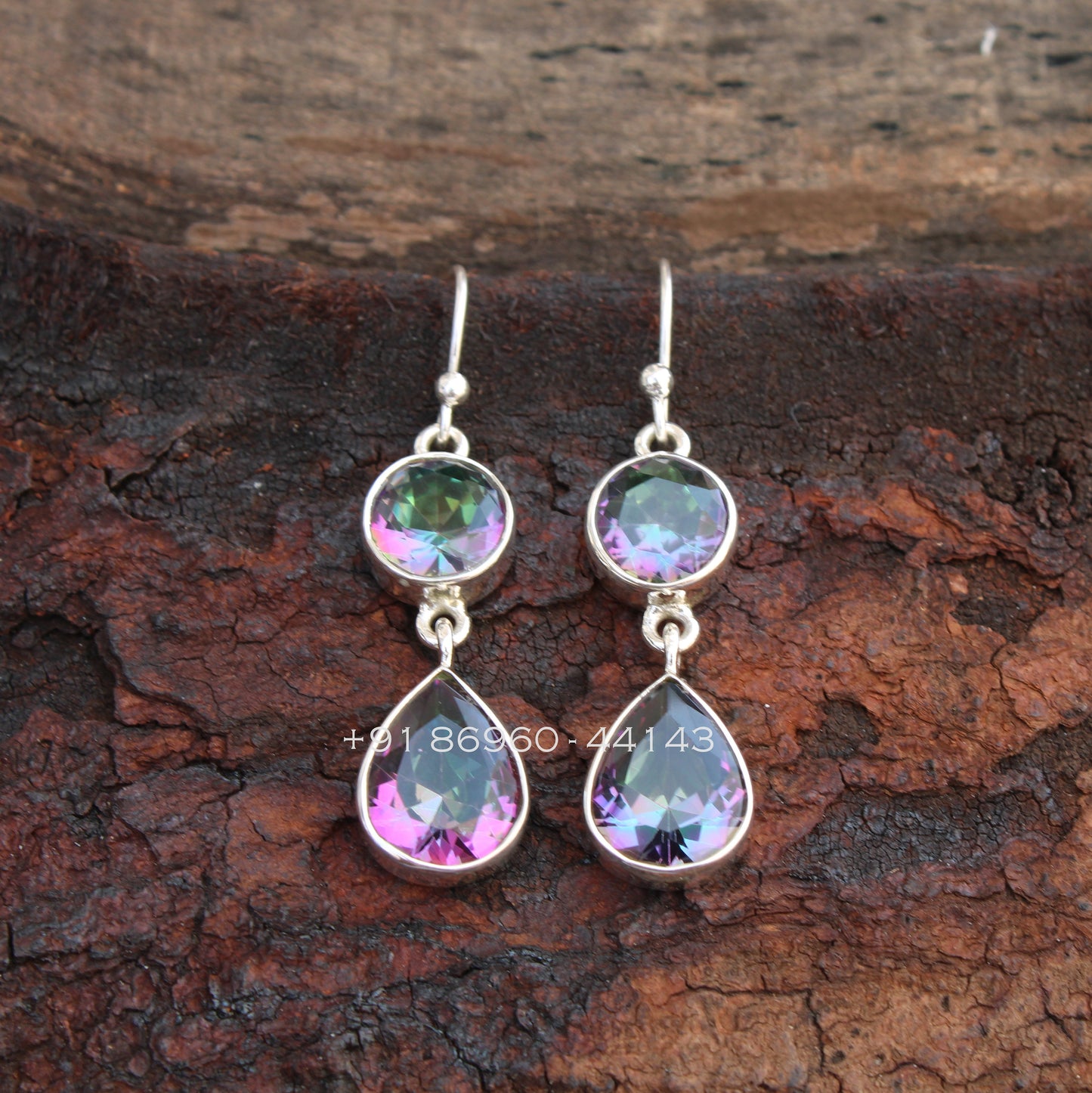 Mystic Topaz Long Drop Earrings