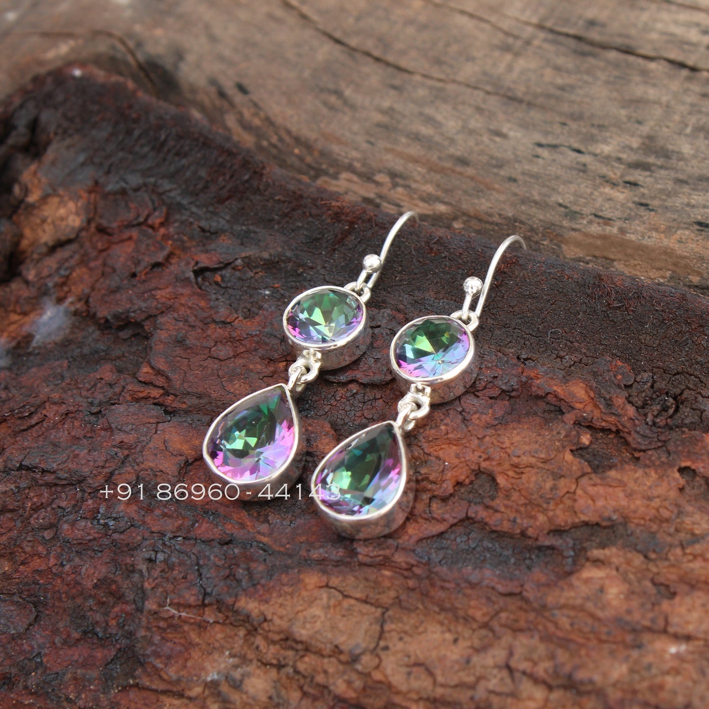 Mystic Topaz Long Drop Earrings