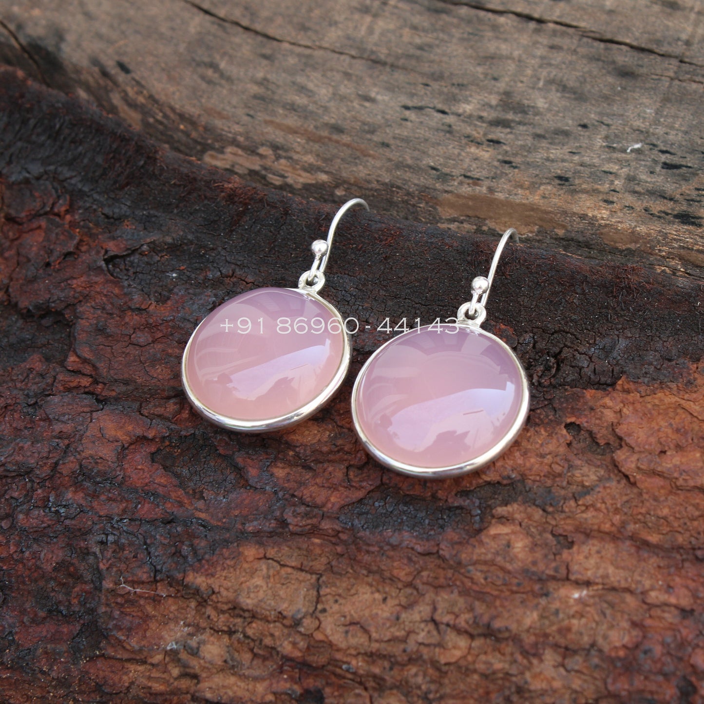 Pink Chalcedony Teardrop Earrings