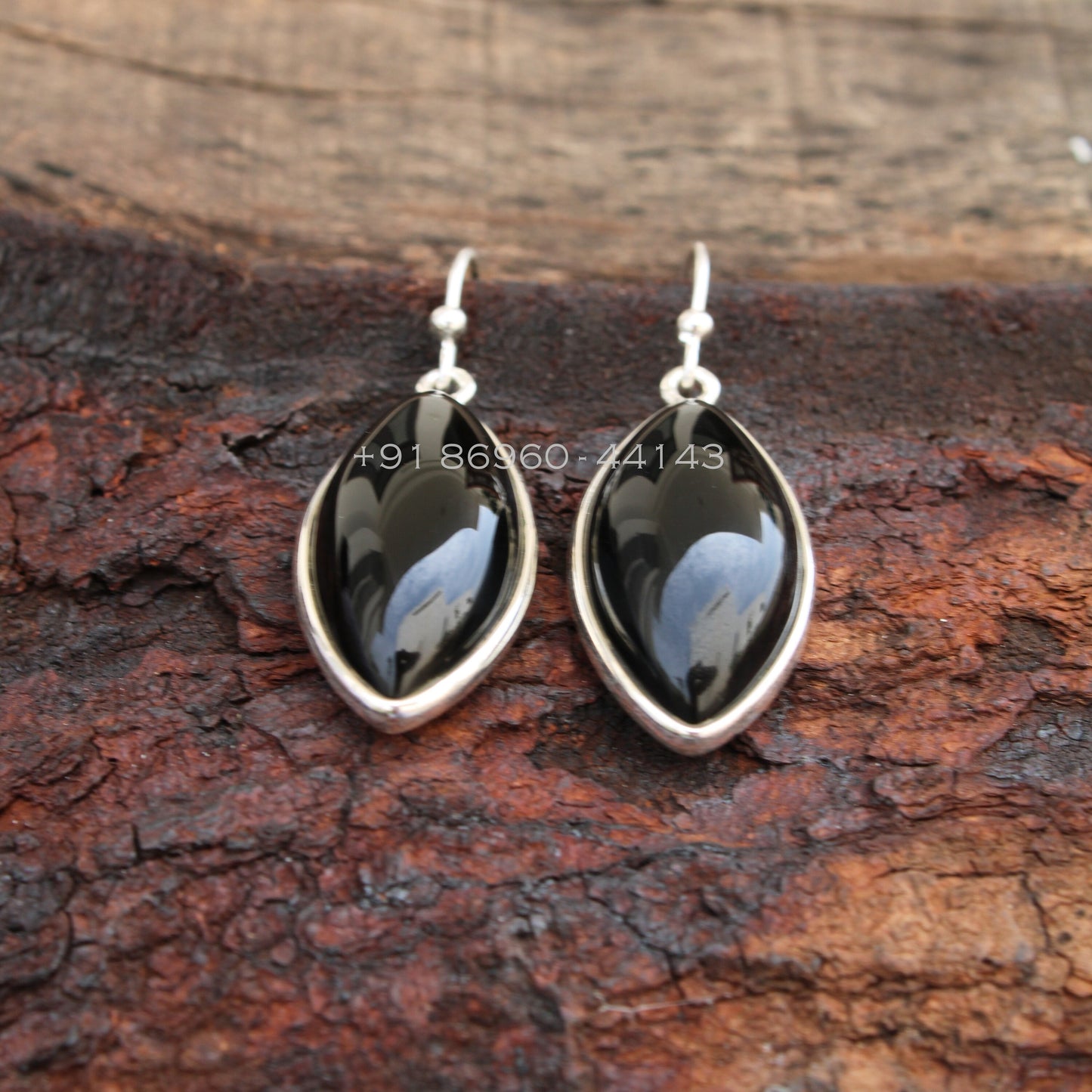 Black Onyx Marquise Earrings