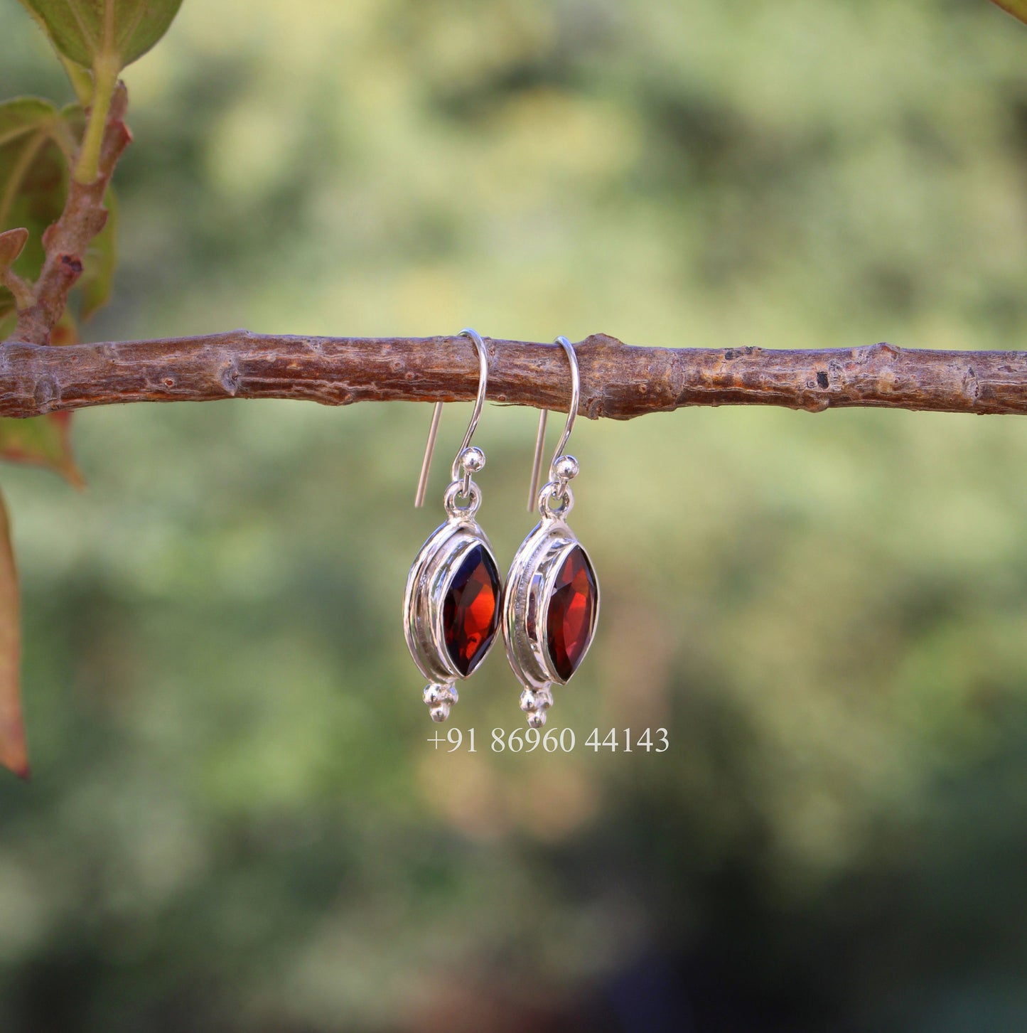 Red Garnet Marquise Earrings