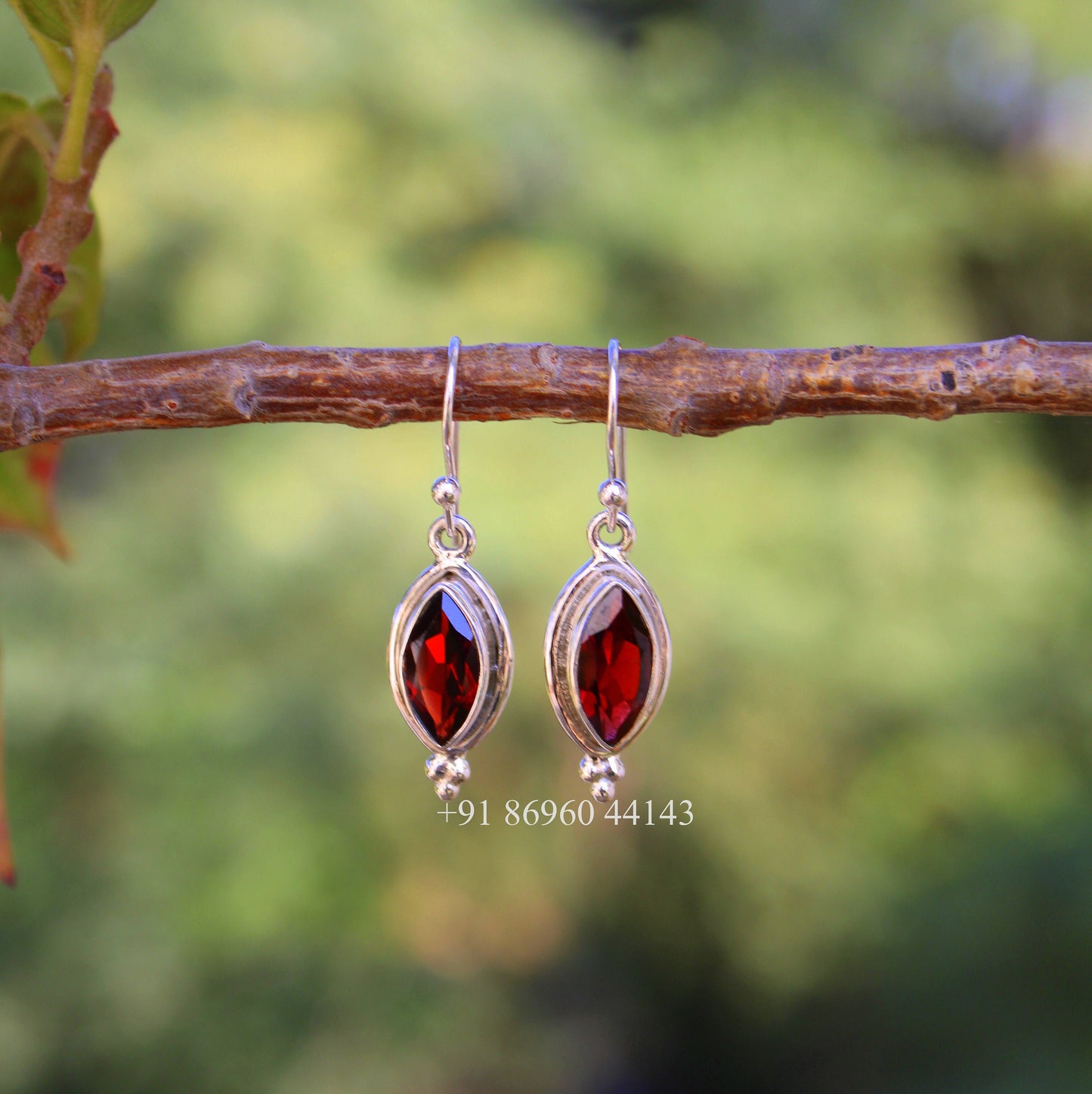 Red Garnet Marquise Earrings