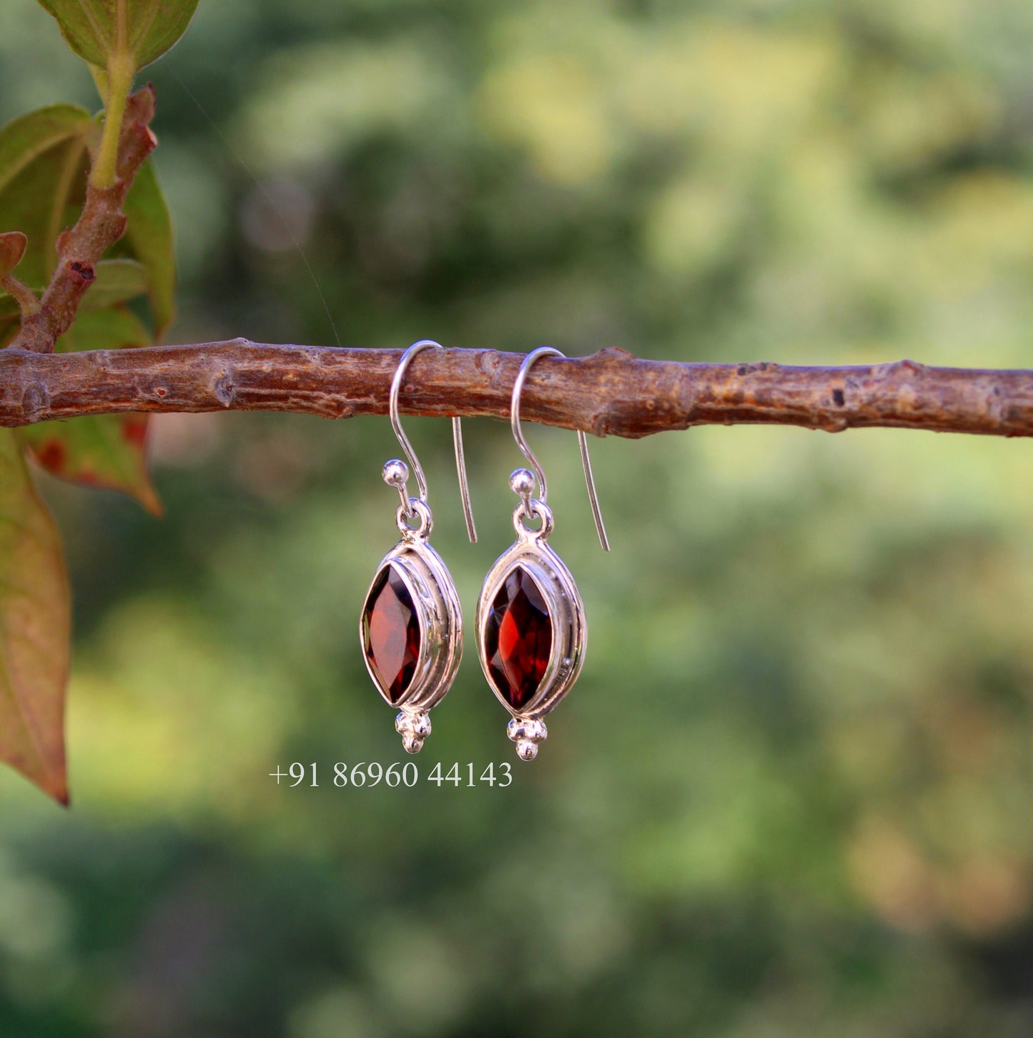 Red Garnet Marquise Earrings