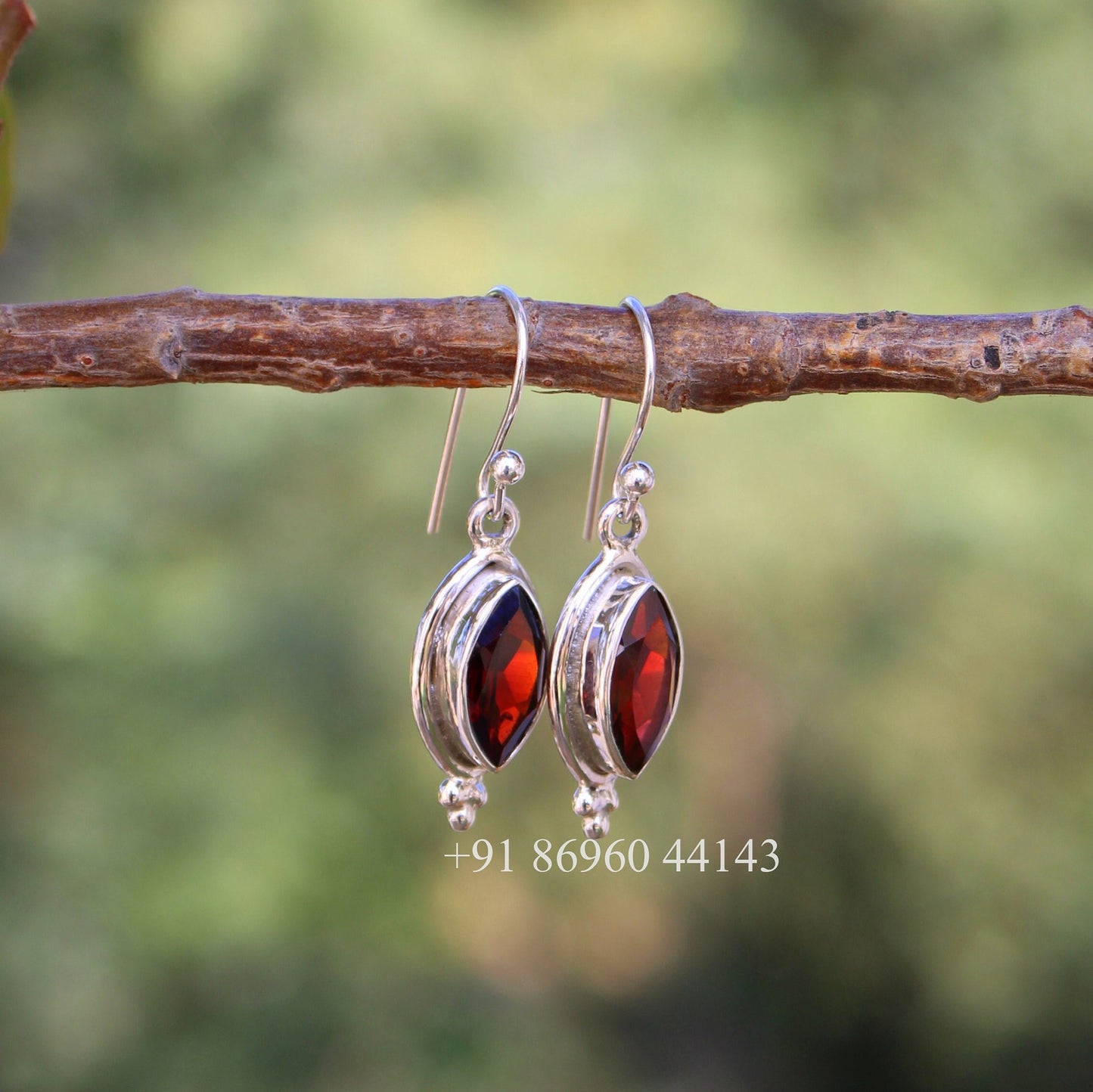 Red Garnet Marquise Earrings